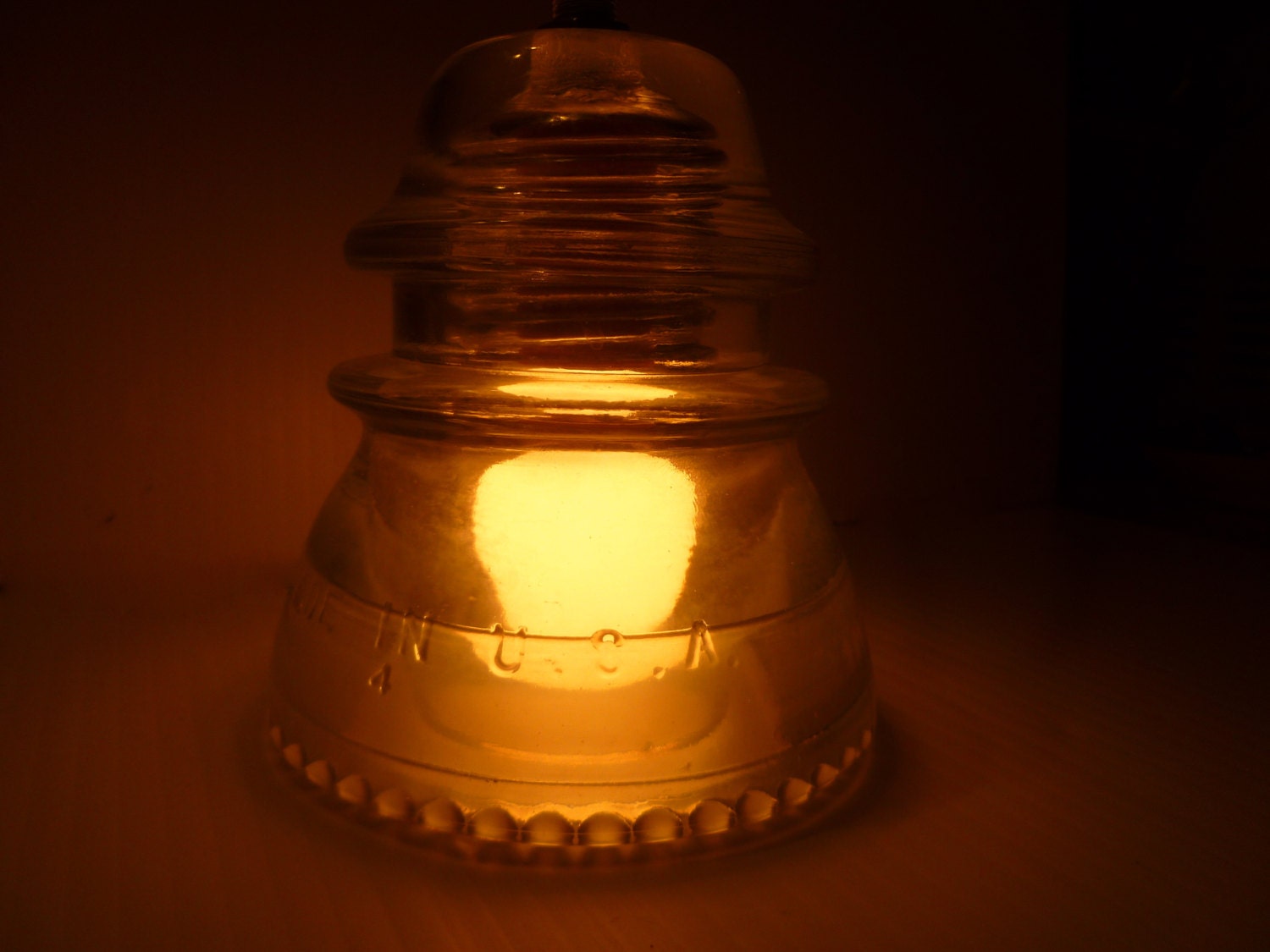 Specialty Round Bulb Included One of a Kind Clear Antique Pendant Light Custom Made ooak white pendant light white insulator white cord