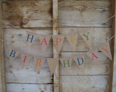 Happy Birthday Burlap Banner in the Medium sized pennant