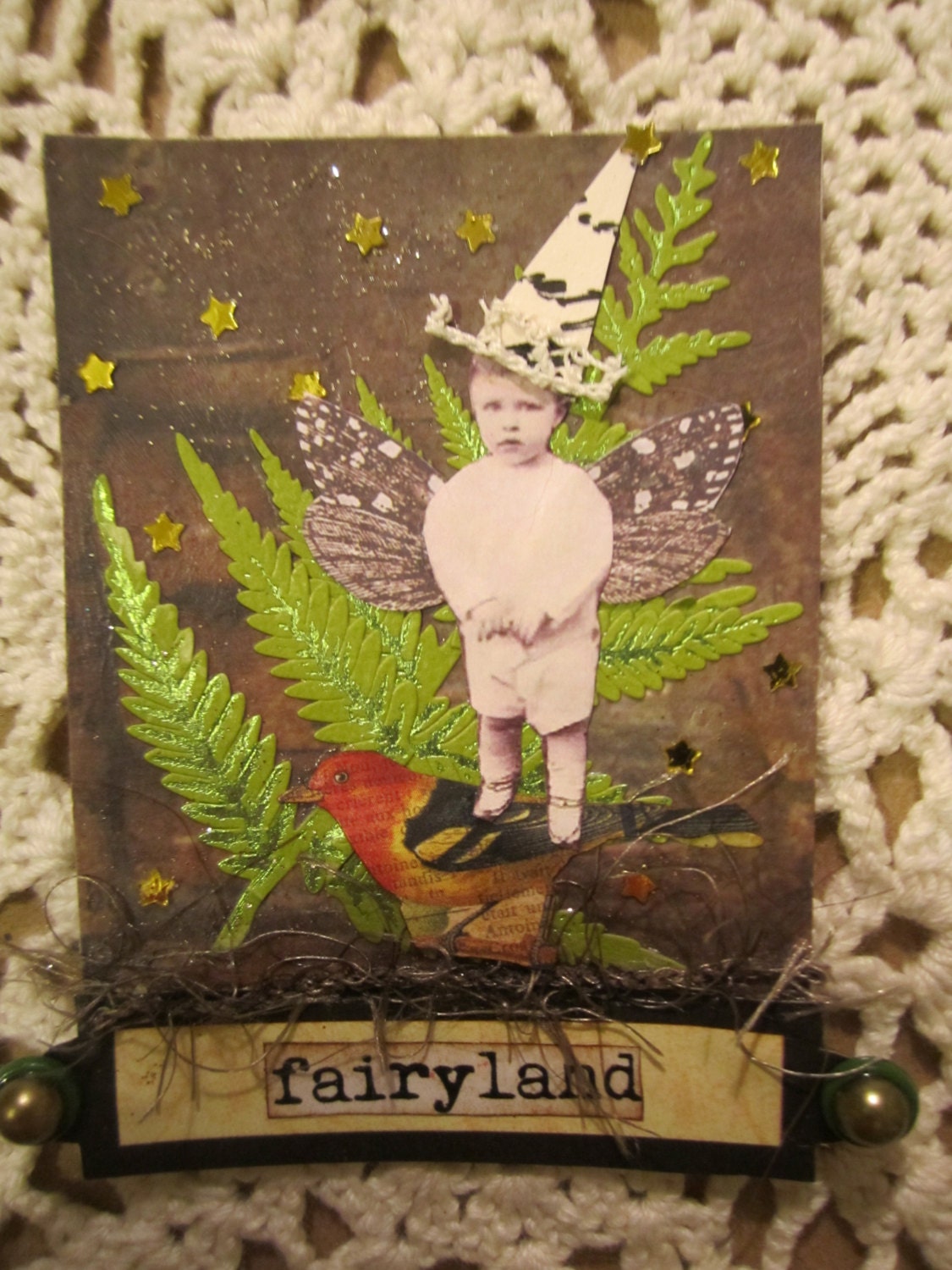 ACEO,Handmade Collage Art, Mini Collage Art, Fairy Art