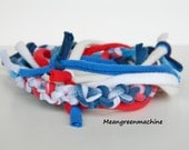 Wrap Bracelet Made out of Knotted Recycled Tie Dyed T-Shirt Yarn, T Shirt Yarn
