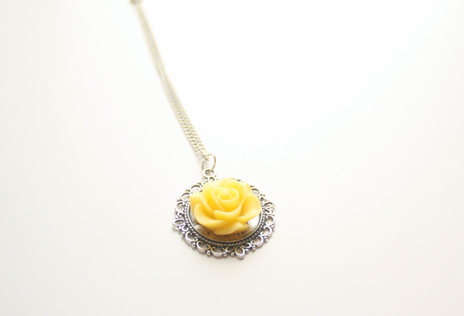 Yellow Rose Necklace - Yellow Bridesmaid Necklace - Rose Necklace - Flowergirl Necklace - Weddings - Yellow Necklace