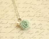 Seafoam Rose Necklace - Vintage Seafoam Bridesmaid Necklace - Mint Rose Necklace - Mint Bridesmaid - Mint Wedding - Seafoam Vintage Wedding
