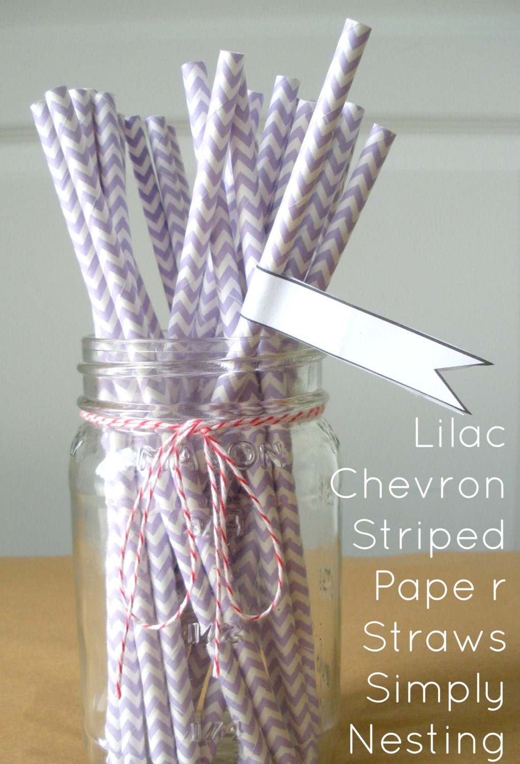 25 Lilac Straws, Chevron Striped Paper Straws, Party Straws, Wedding Straws