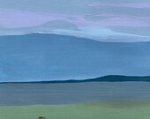 Rainy Morning in the Field - 11x14 art print, blue and green, abstract landscape, blue gray painting, bedroom wall art