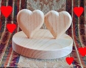 DIY WEDDING CAKE Topper - Etsy Wedding - Two Hearts - Hand Carved - Ready to Finish Your Way