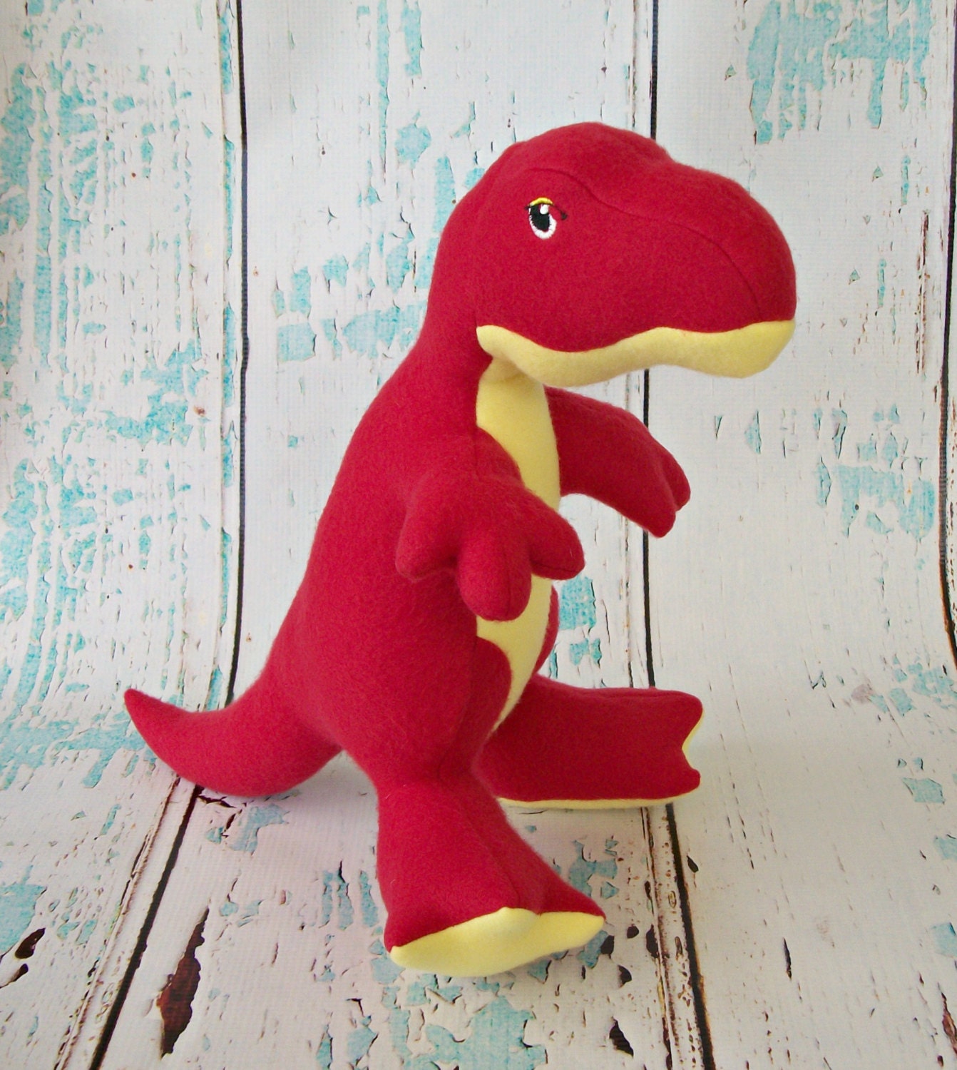 Ready To Ship - Red and Yellow  Dinosaur - FREE SHIPPING