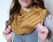 Butterscotch Gold Crochet Long Chunky Infinity Scarf Loop Chunky Super Soft Acrylic Gift for Mom, Sister, Sister in Law, Daughter, Grandma