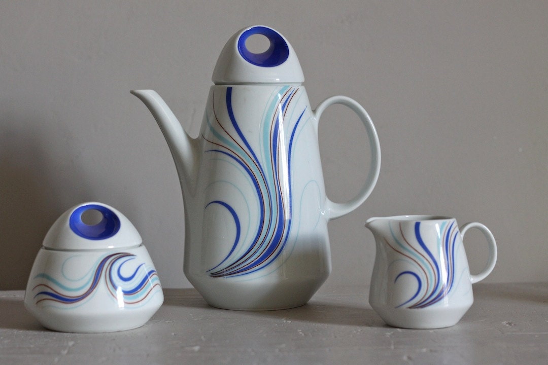 Fabulous Vintage Retro Coffee Pot Cream and Sugar 1970s