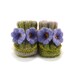 Hand Knitted Baby Booties with Crochet Bell Flowers,  0 - 6 months
