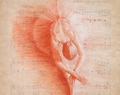 Luxurious quality ballet Swan Lake music card DYING SWAN by Pastel Artist, Robert Antell