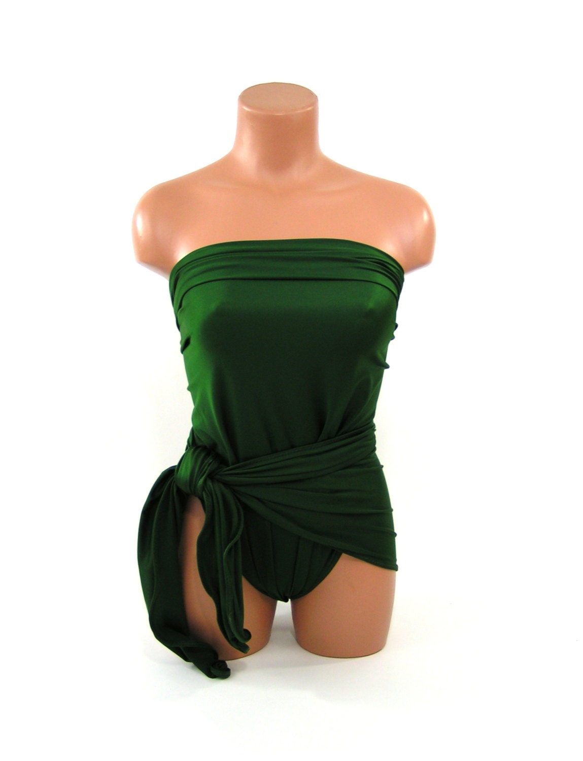 Medium Bathing Suit Wrap Around Swimsuit Hunter Green Resort Wear