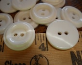 Cool White Vintage Buttons - 3/4" (30L 19MM) Shiny Plastic Discs with donut rim 2 hole sew on sewing crafts scrapbook 15 each