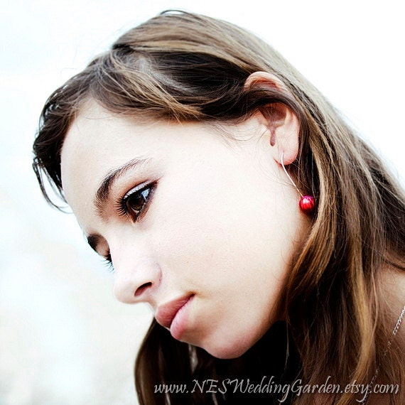 Colorful earrings with magenta pink agate beads silver plated wire gemstone made in Israel free shipping