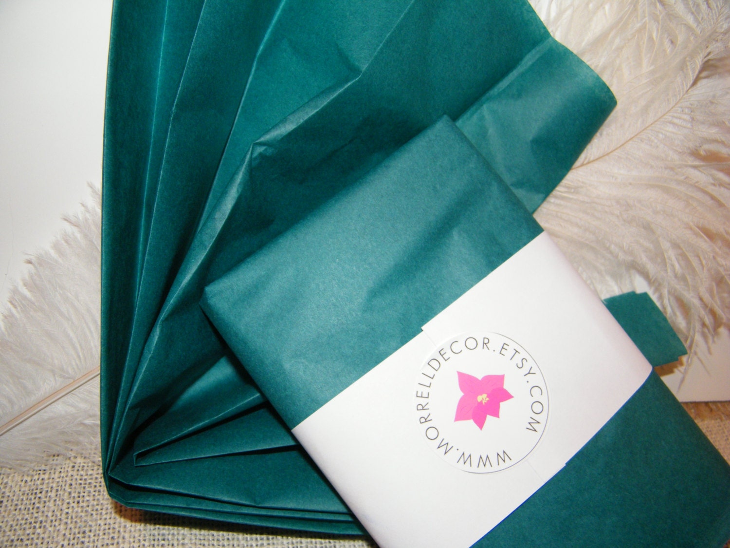 Tissue Paper -Teal 24 Sheets of 20" X 30" -DIY Peacock color Wedding Decor - Gift Wrap Idea - Favor Box Packaging - DIY Pom Pom Supplies