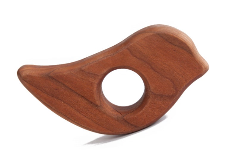 Cherry Wood Bird TEETHER for Baby - Organic, Natural Teething for Babies