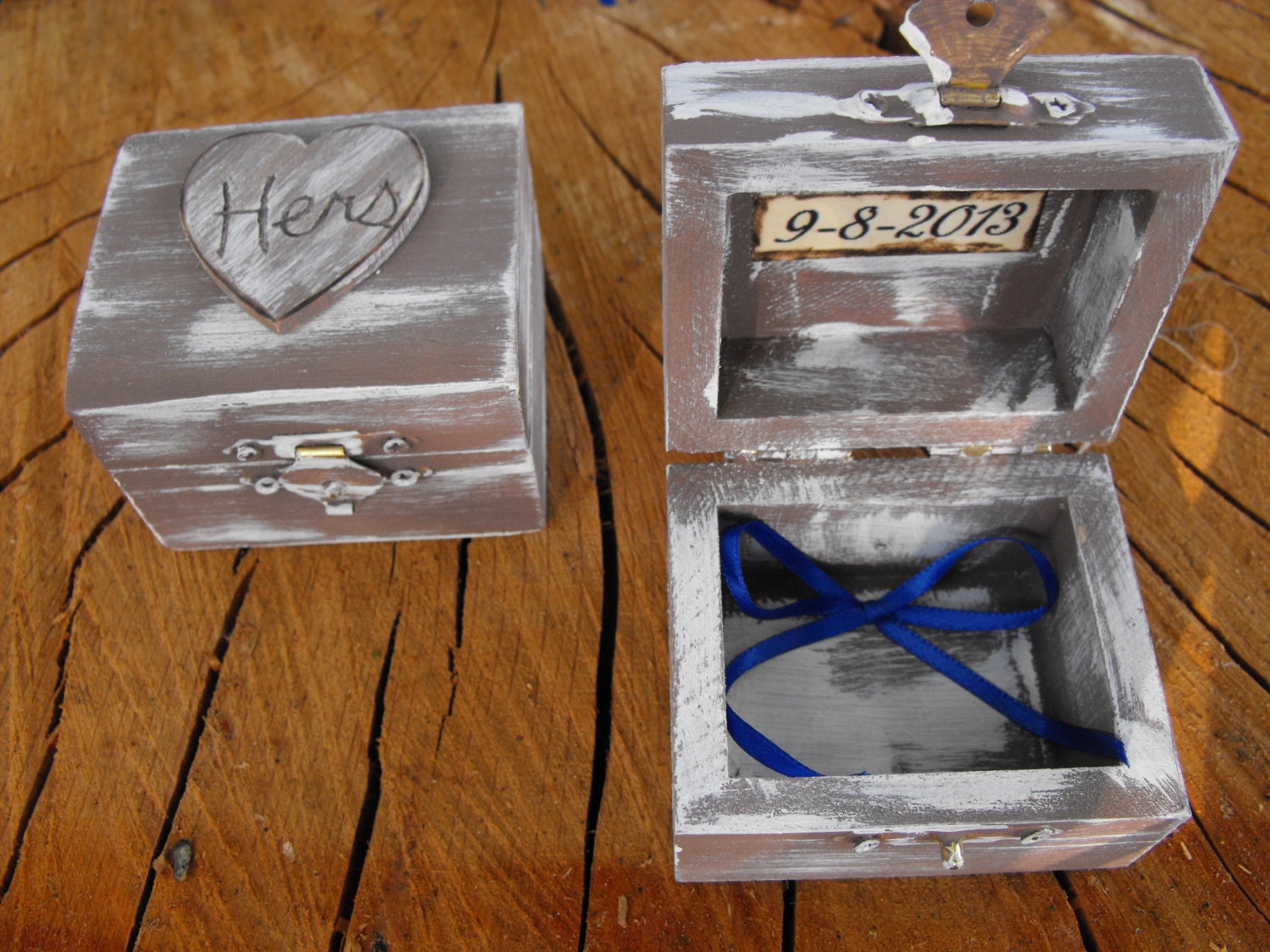 His & Hers Ring Bearer Boxes You Pick Your Colors  Romantic Antique Vintage Inspired Cottage Chic  Alternative Ring Pillow