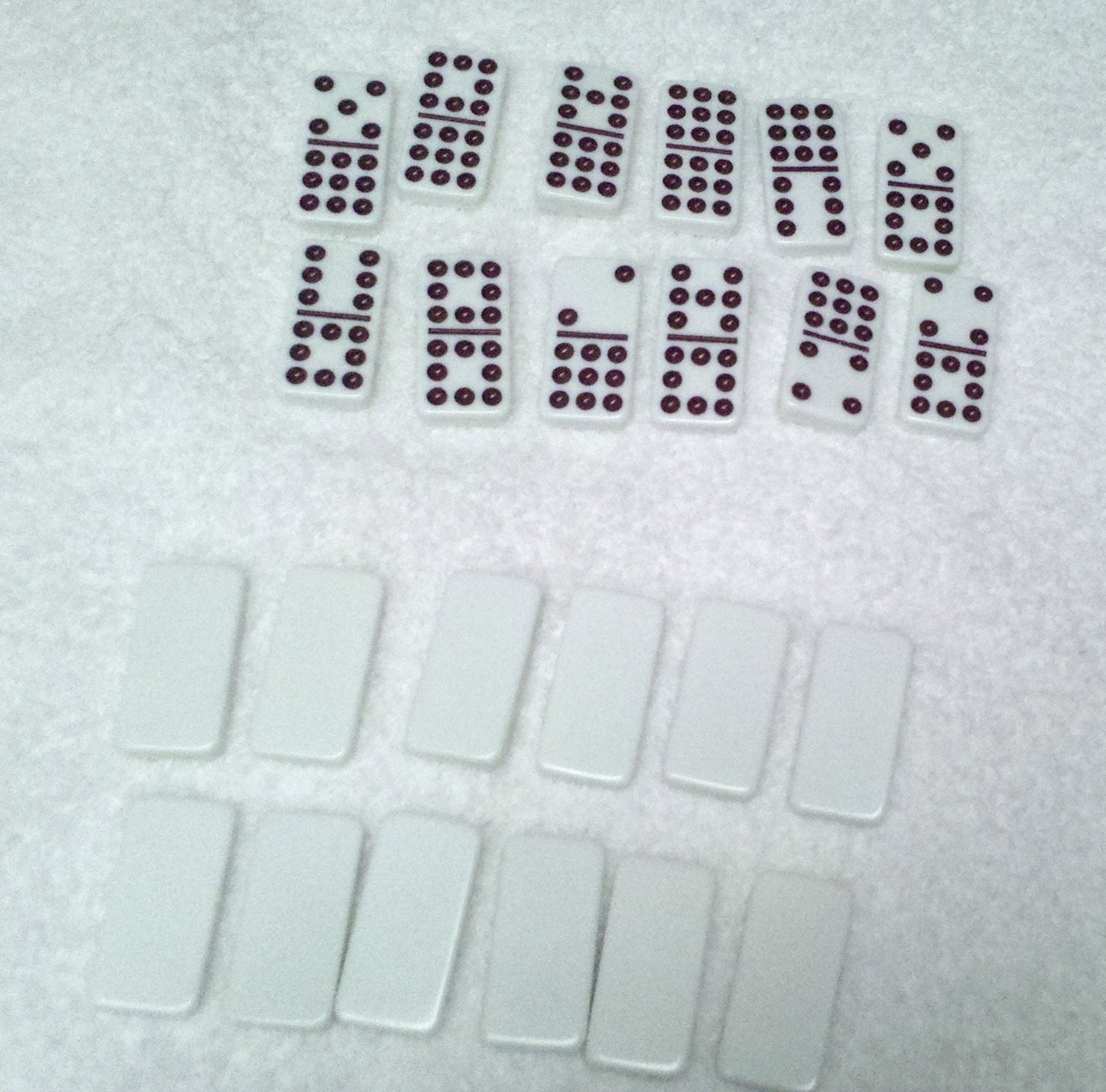 12 White Acrylic Dominoes for Projects and Magnets