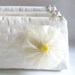 Wedding Bridal / Bridesmaids Clutch with Vanilla Flower Brooch, Light Yellow Cosmetic Bag, Personalized Gift