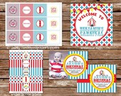 Custom Printable Carnival Circus Birthday Party Package
