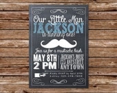 Custom Printable Chalkboard Little Man Mustache Bash Birthday Invitation Il_170x135