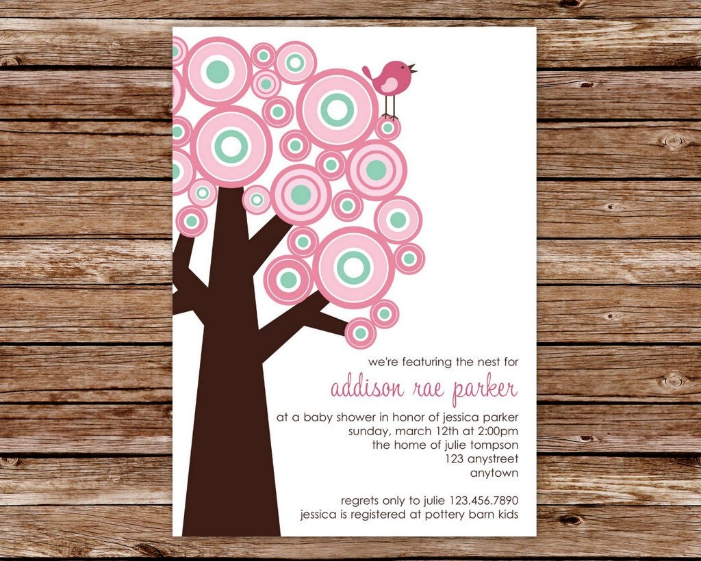 Printable Modern Bird Baby Shower Invitation