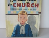 Vintage Children's Book Jimmie Goes to Church Religious 1957 Gladys Rhiner