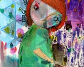 The Tears Collector -- Nixie original 6x8" Mixed Media Painting