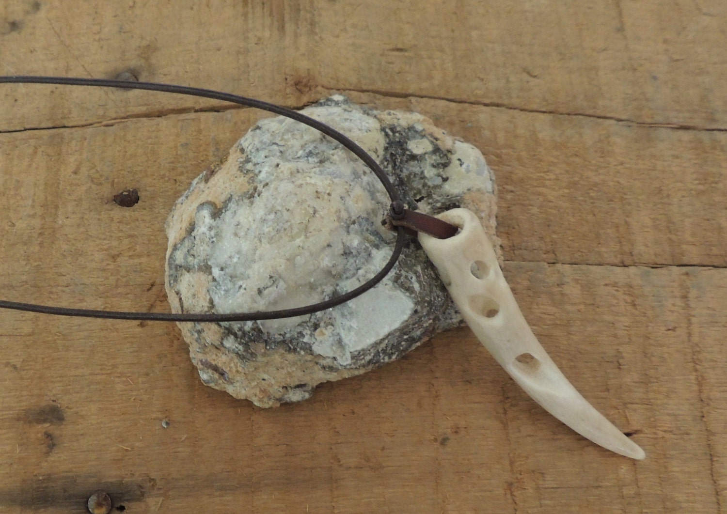 Carved Antler Necklace,Carved Antler Pendant, Leather Necklace, Tribal Necklace, Woodland Jewelry, Organic,  Nature Jewelry