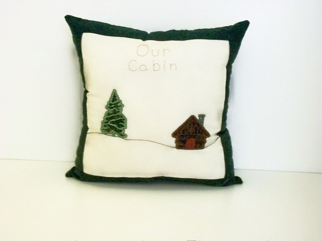 Pillow Flannel Lodge Cabin Rustic Original Design Machine Appliqued