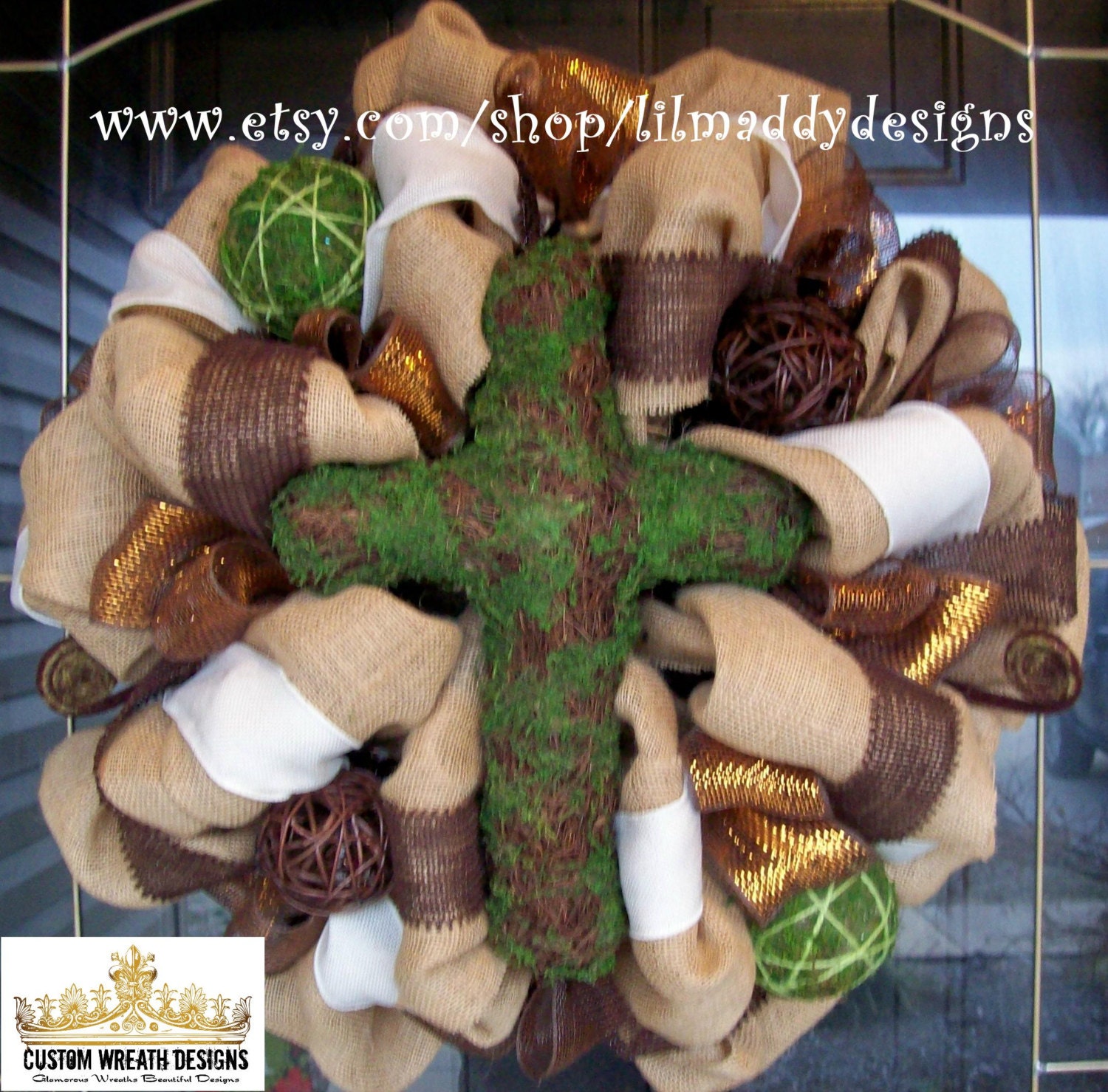 Burlap Wreath with Moss
