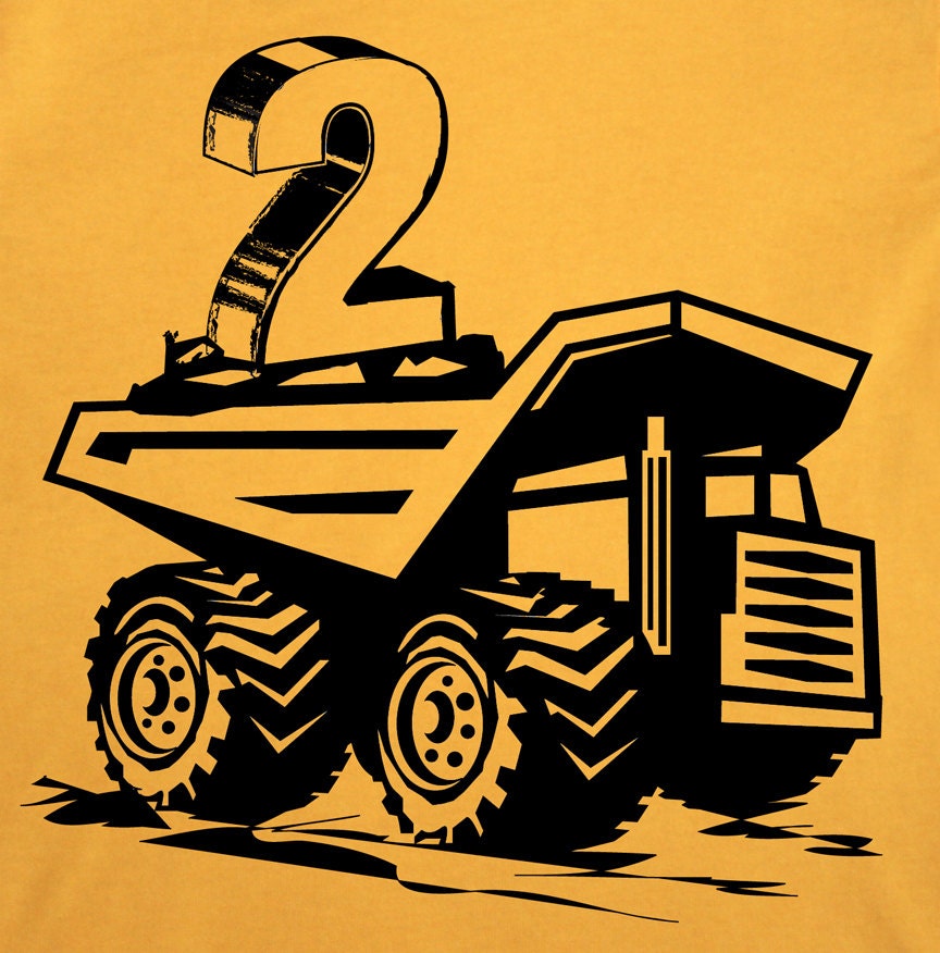 Second Birthday construction dump truck Happy boys 2nd Party Toddler on Gold Short Sleeve tshirt 1st, 2nd, 3rd, 4th, 5th