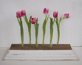 Vintage Wedding Centerpiece, Spring Flower Bud Vase -Rustic flower arrangement made of reclaimed wood