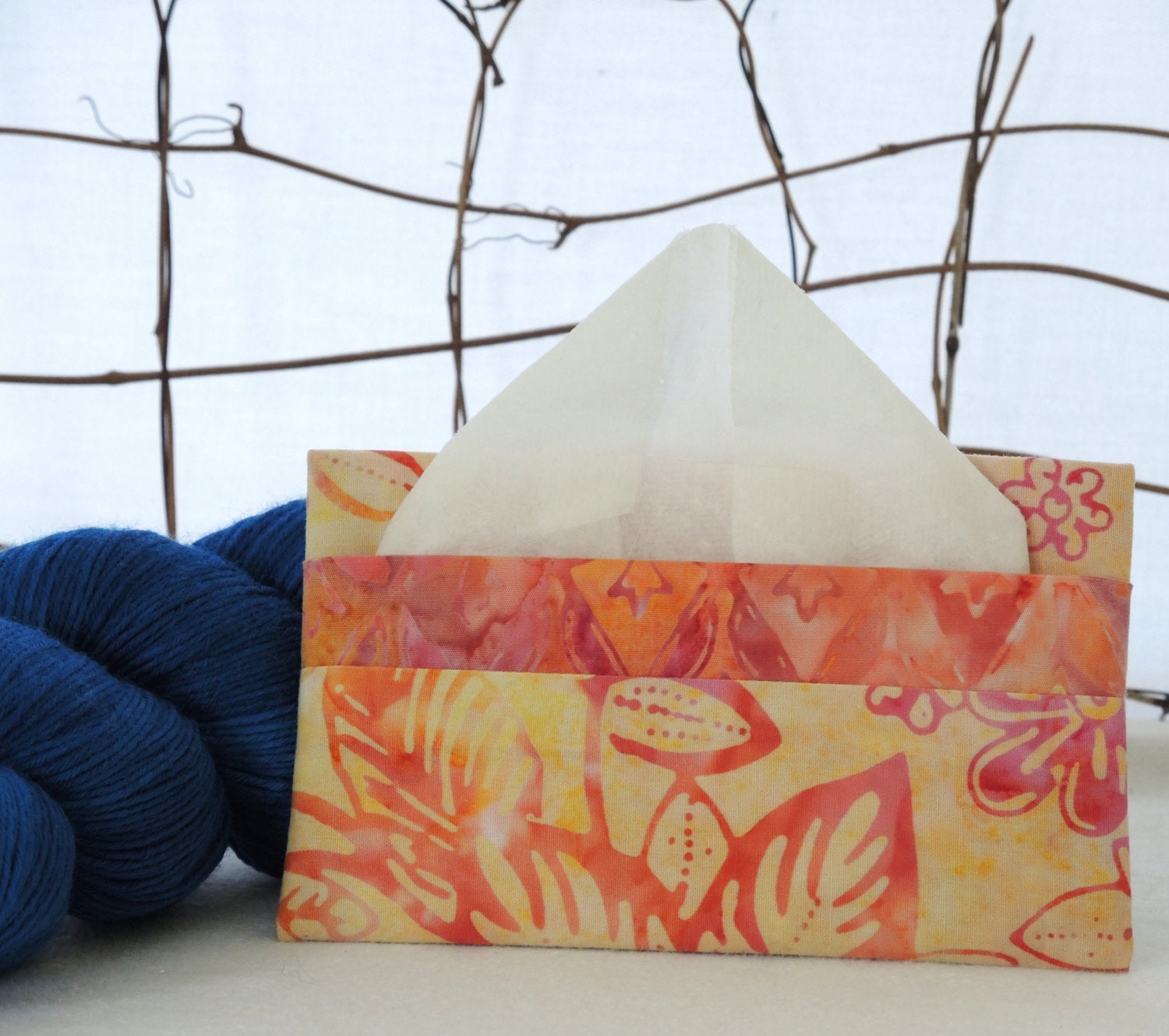 Tissue Holder for Purse & Travel:  Yellow Pink Salmon Orange