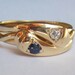 Antique VIctorian (1891) Entwined Snakes/Serpents Old Mine Diamond and Sapphire 18K Engagement RIng