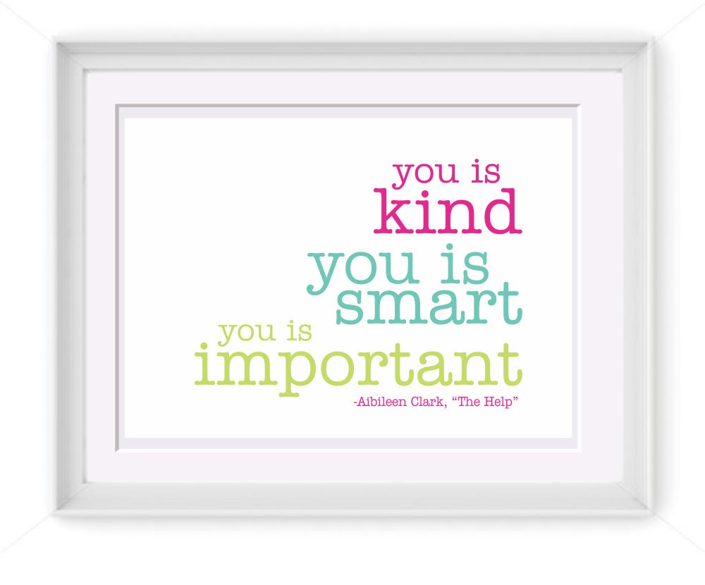 Pink, Turquoise and Lime "You Is Important" Quote  8x10 Printable Art INSTANT DOWNLOAD