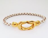 Pandora style white  bolo leather bracelet