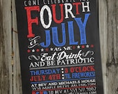 Retro Vintage Chalkboard Fourth of July Printable Invitation