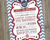 Nautical Sailor Chevron Printable Birthday Party Invitation