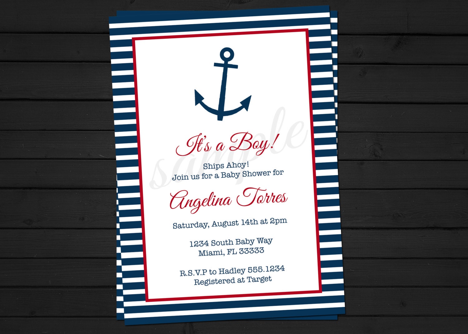 Ahoy Nautical Baby Shower Blue/Pink/Yellow Invitation Digital File YOU-PRINT Il_570xn