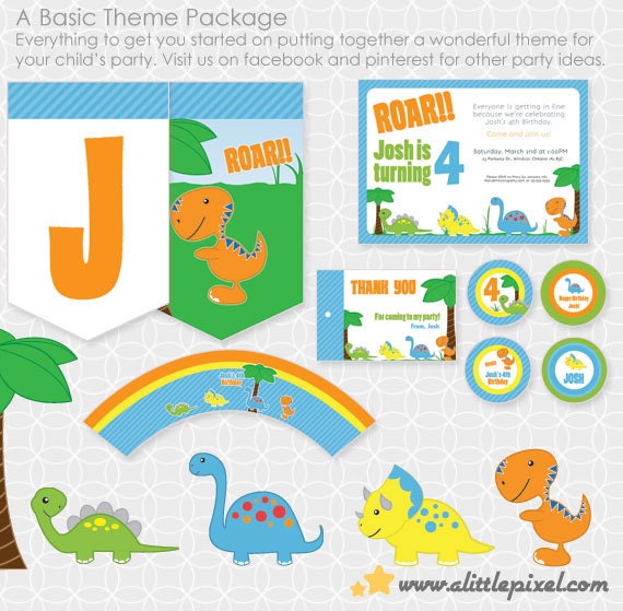 Dinosaur Party Theme Basic Package - Personalized Printable Il_570xn