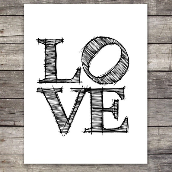 New York Statue Inspired 8X10 Inch Love Poster Print with Charcoal Black Text for Modern Decor, Studio Wall Accessories, or Home Gifts