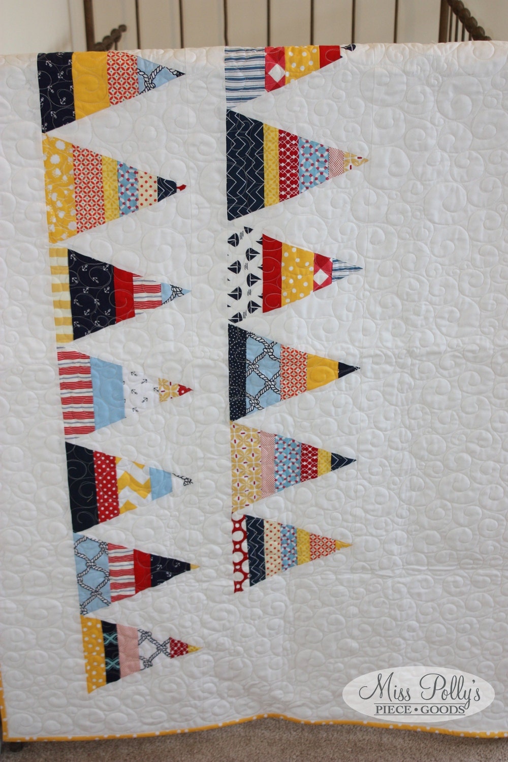 Baby Crib Bedding-READY TO SHIP- Modern Nautical Flag Quilt