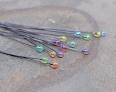 2" Head Pins Crystal Rainbow Assortment 14 pcs bead wire