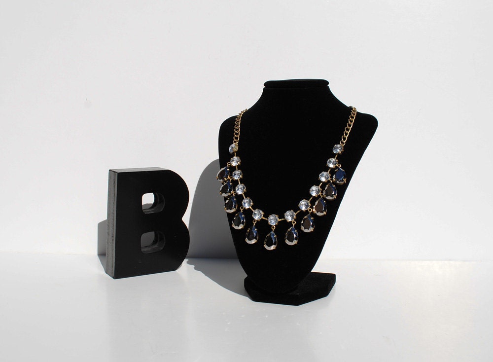 Antique Gold with Rhinestone Bib necklace