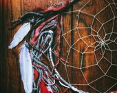 Eco-friendly Native American inspired 9" dreamcatcher wall hanging,home decor,neon,bulky hand spun yarn