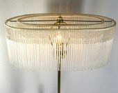 Crystal Lamp Shade Double Oval Custom Table Or Pendant Handmade Glass Beads Long Fringe