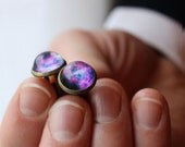 Violet Nebula Cuff Links - Wanderlust Collection -  Galaxy, Universe, Outer Space
