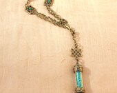 The Magick of Colours Crystal Vial Necklace, a Renaissance edition ,Celtic knot,emerald green,attract luck,good fortune