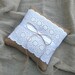 Rustic Ring Bearer Pillow in Natural Burlap and White Eyelet Lace Trim