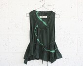Green Tie-Dye Ruffle Shirt